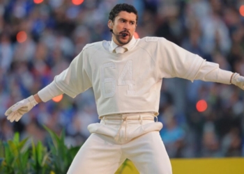 Super Bowl LX - Half-Time Show - New England Patriots v Seattle Seahawks - Levi's Stadium, Santa Clara, California, United States - February 8, 2026 Bad Bunny performs during the halftime show REUTERS/Mike Blake